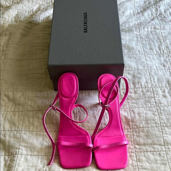 Balenciaga Shoes - Balenciaga Void Calfskin Pink Sandals